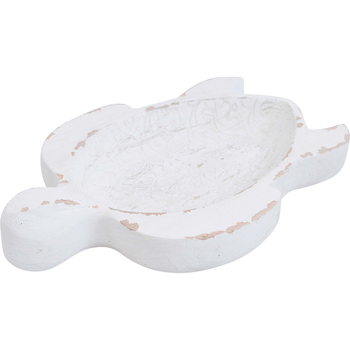 LVD Wooden Decorative Turtle Bowl Home Decor 16.5x24cm - White Rustic