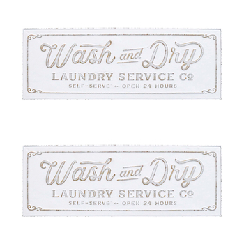 2PK LVD Iron Laundry Service Sign Home Wall Decor 81x29cm - White