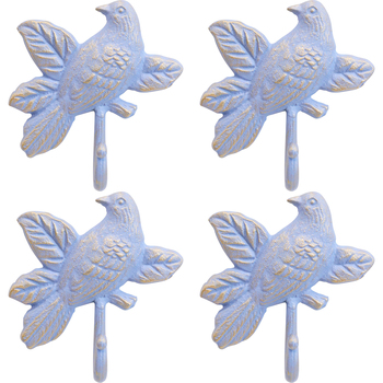 4PK LVD Iron Bird Hanging Hook Storage Home Decor - Blue