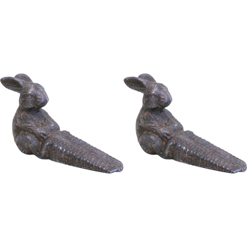 2PK LVD Iron Doorstop Rabbit Home/Room Floor Decor 15.5x9cm - Dark