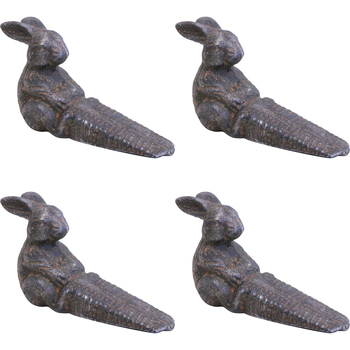 4PK LVD Iron Doorstop Rabbit Home/Room Floor Decor 15.5x9cm - Dark