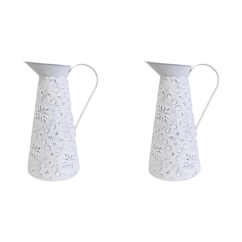 2PK LVD Water/Juice Vintage Jug Pitcher Large 36cm - White