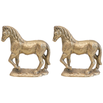 2PK LVD Iron Decorative Horse Figurine 16x15.5cm - Gold