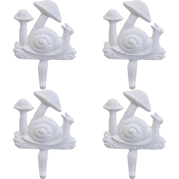 4PK LVD Toadstool Single Hanging Iron Hooks Home Decor - White