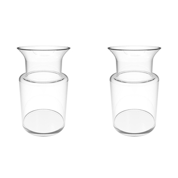 2PK Belle Toby Glass Flower Vase Round Small 23cm - Clear