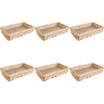 6PK LVD Tray Utility Basket Rectangle 10x20cm Willow/Glass - Natural