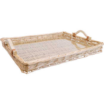 LVD Woven Tray Basket w/ Glass/Handle XL Rectangle 54x40cm - Natural