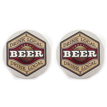 2x 4pc ThirstyStone Beer Bone Drink Local Coasters Set