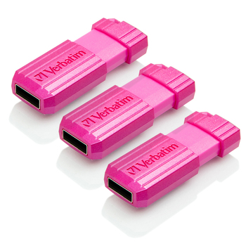 3x Verbatim Store'n'Go Pinstripe 16GB USB Drive - Pink