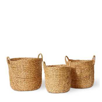 3pc E Style Carlita Water Hyacinth 38/42/46cm Basket Set Round - Natural
