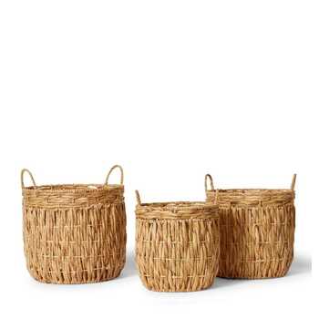 3pc E Style Abdalah Water Hyacinth 38/42/48cm Basket Set Round Natural