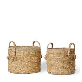 2pc E Style Bomani Seagrass 40/41cm Basket Set Round - Natural