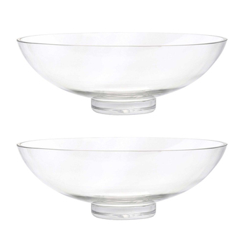 2PK Belle Jia Glass Fruit Bowl Container Small Round 28cm - Clear