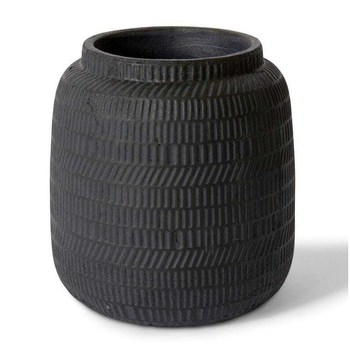 E Style Terrell 26cm Cement Plant Pot Decor Round - Black