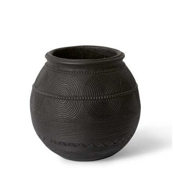 E Style Khalid 30cm Cement Plant/Flower Vase Decor - Black