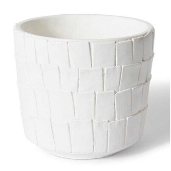 E Style Peyton 18cm Cement Plant Pot Decor Round - White