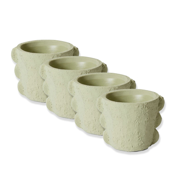 4PK E Style Sutton 13cm Cement Plant Pot Decor - Green