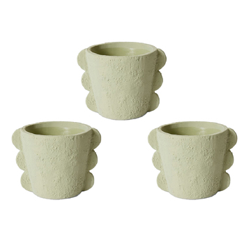 3PK E Style Sutton 18cm Cement Plant Pot Decor - Green