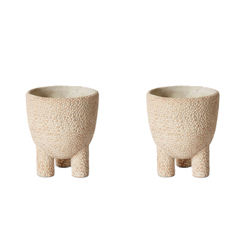 2PK E Style Cooper 16cm Cement Plant Pot Decor - Cream