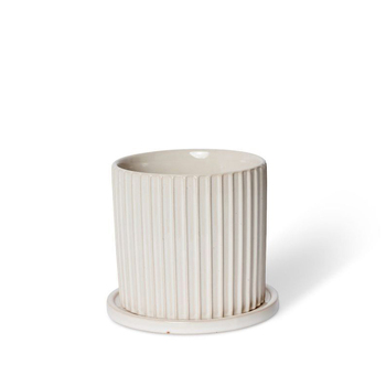 E Style Quinn 18cm Ceramic Plant Pot w/ Saucer Round Decor - White