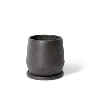 E Style Mason 18cm Ceramic Plant Pot w/ Saucer Round Decor - Black