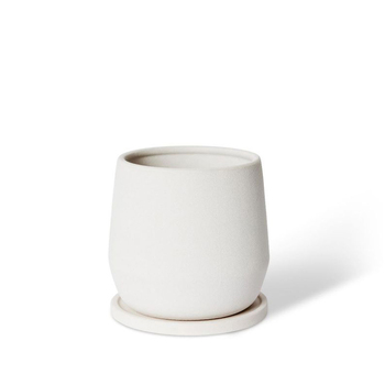 E Style Mason 18cm Ceramic Plant Pot w/ Saucer Round Decor - White