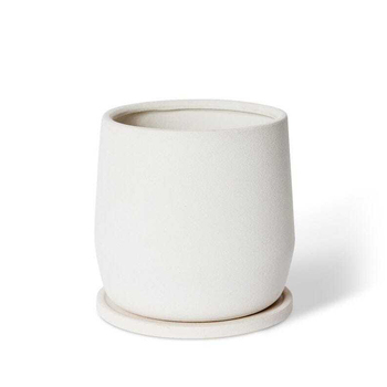 E Style Mason 22cm Ceramic Plant Pot w/ Saucer Round Decor - White