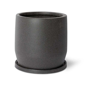 E Style Mason 27cm Ceramic Plant Pot w/ Saucer Round Decor - Black