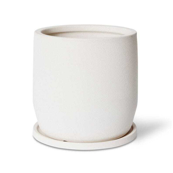 E Style Mason 27cm Ceramic Plant Pot w/ Saucer Round Decor - White