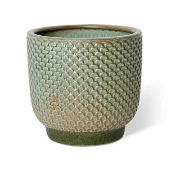 E Style Ariel 20cm Ceramic Plant Pot Decor Round - Dark Green