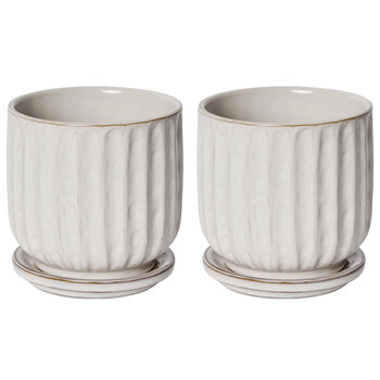 2PK E Style Lara Home Decorative Pot w/ Saucer - 12 x 12 x 13cm