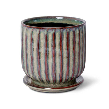 E Style Lara 16cm Ceramic Pot w/ Saucer Decor Round - Dark Blue