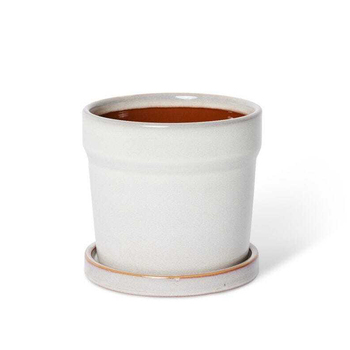 E Style Austin 16cm Ceramic Plant Pot w/ Saucer Decor - White