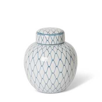 E Style Seiko 20cm Porcelain Ginger Jar - Cream/Blue