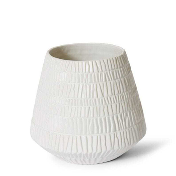 E Style Colton 25cm Ceramic Plant Pot Round Decor - Matt White