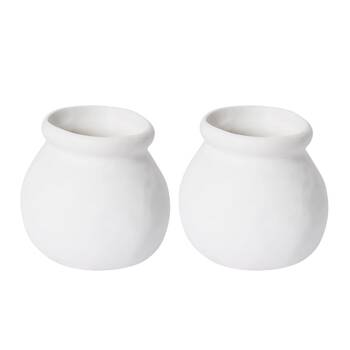 2PK E Style Ceramic Nakano Round Vase Home Decor 10x10cm White