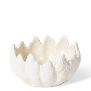 E Style Ceramic Sekani Decorative Bowl Home Decor 21x21cm White