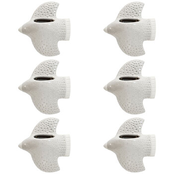 6PK LVD Ceramic Planter Bird Wall Med Home/Garden Decor 18.5cm - White