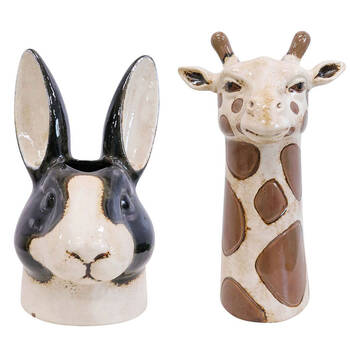 LVD Ceramic Giraffe/Rabbit Planter Flower Vase Home Decor Combo Set