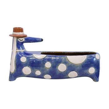 LVD Pierre Dachshund Ceramic Planter Pot Plant Holder Decor 29cm - Blue