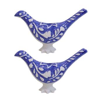2PK LVD Portugese Bird Ceramic Taper/Stick Candle Holder 18x11cm - Blue