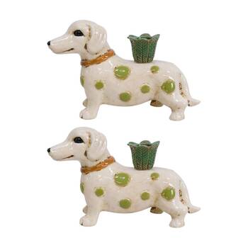 2PK LVD Dachshund Ceramic Taper/Stick Candle Holder 20x17cm