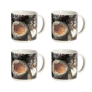 4PK Bramble Bay Vintage Floriade Forbidden Amber Floral Print Mug 300ml