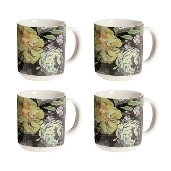 4PK Bramble Bay Vintage Floriade Emerald Botanica Floral Print Mug 300ml