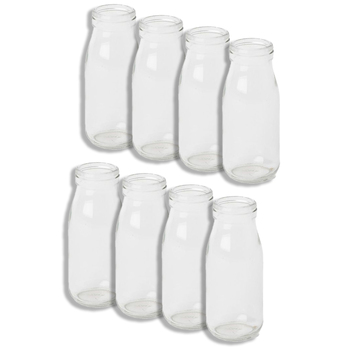 8PK E Style 14cm Glass Milk Bottle Home Decor - Clear