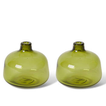 2PK E Style Dalili Glass Decorative Bottle Short Home Decor 11cm - Green