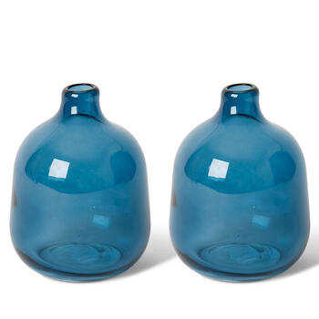2PK E Style Dalili Glass Decorative Bottle Home Decor 14cm - Blue