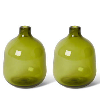 2PK E Style Dalili Glass Decorative Bottle Home Decor 14cm - Green