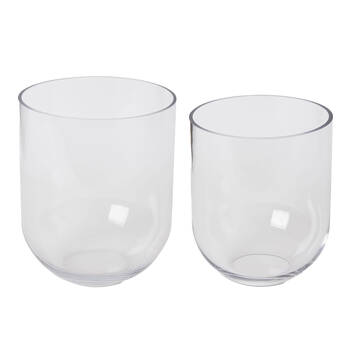 E Style Halima Glass Flower Vase Home Decor Combo Set 18cm/22cm - Clear