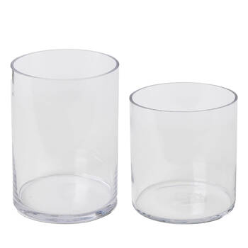 E Style Vera Glass Flower Vase Home Decor Combo Set 20cm/18cm - Clear